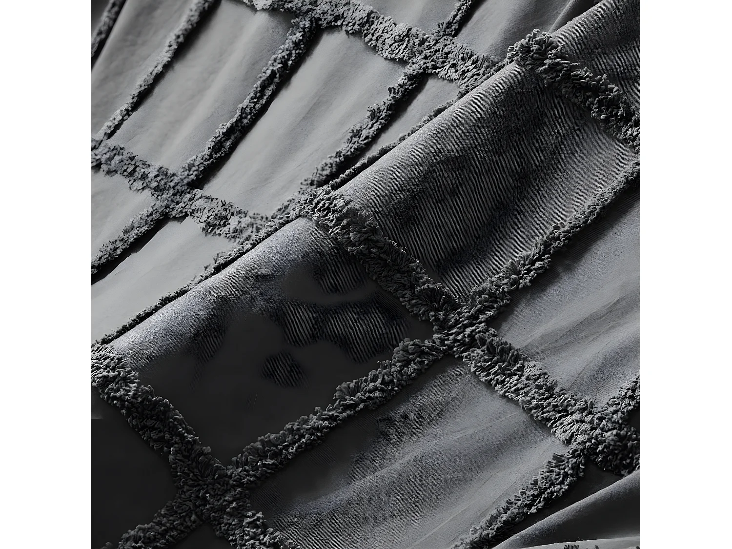 Plaid Uni en Coton "Calyssa" 125x150cm Anthracite