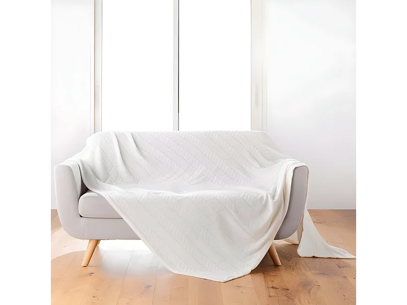 Plaid Flanelle Uni "Arya" 180x220cm Naturel