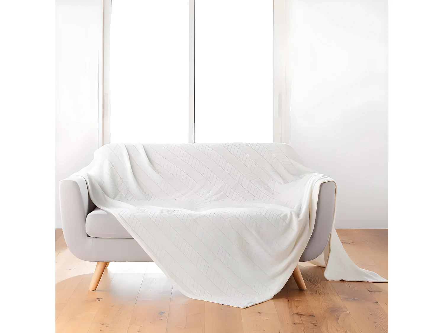 Plaid Flanelle Uni "Arya" 180x220cm Naturel