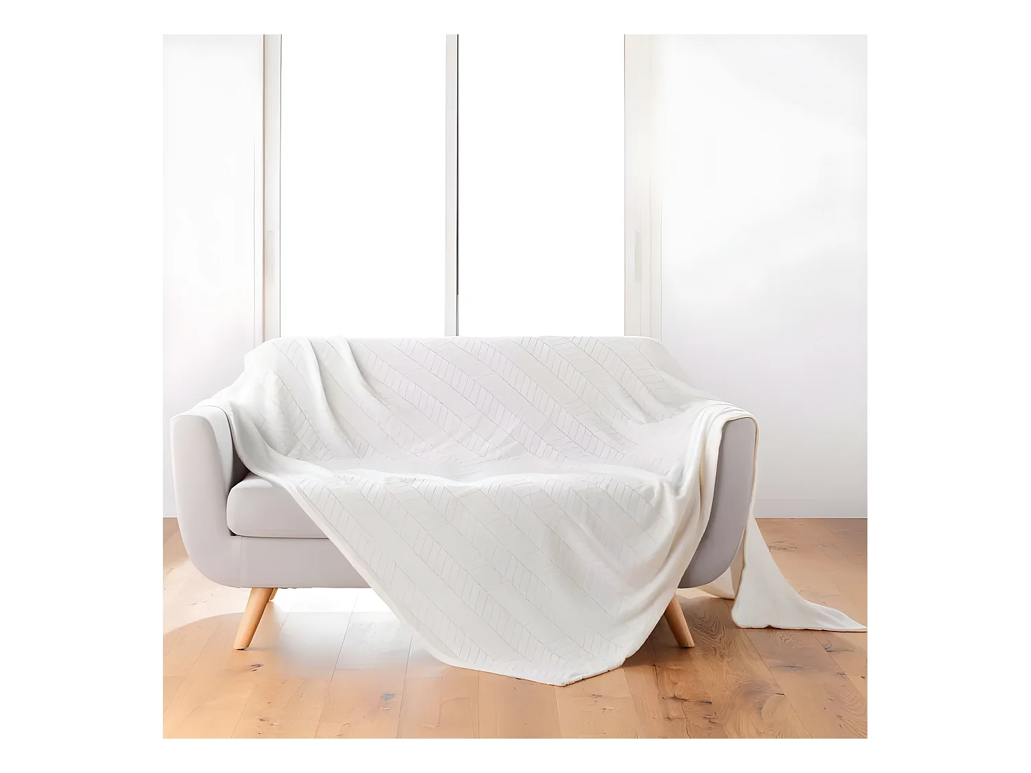 Plaid Flanelle Uni "Arya" 180x220cm Naturel