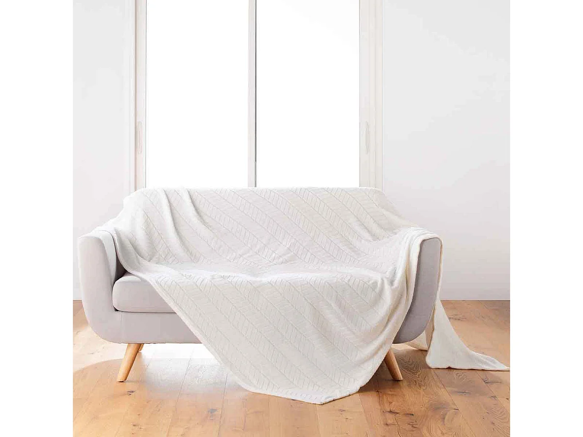 Plaid Flanelle Uni "Arya" 180x220cm Naturel