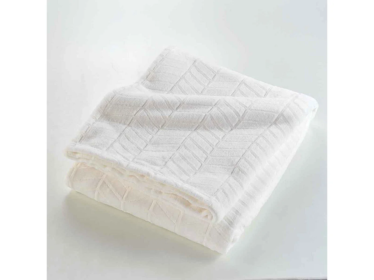 Plaid Flanelle Uni "Arya" 180x220cm Naturel