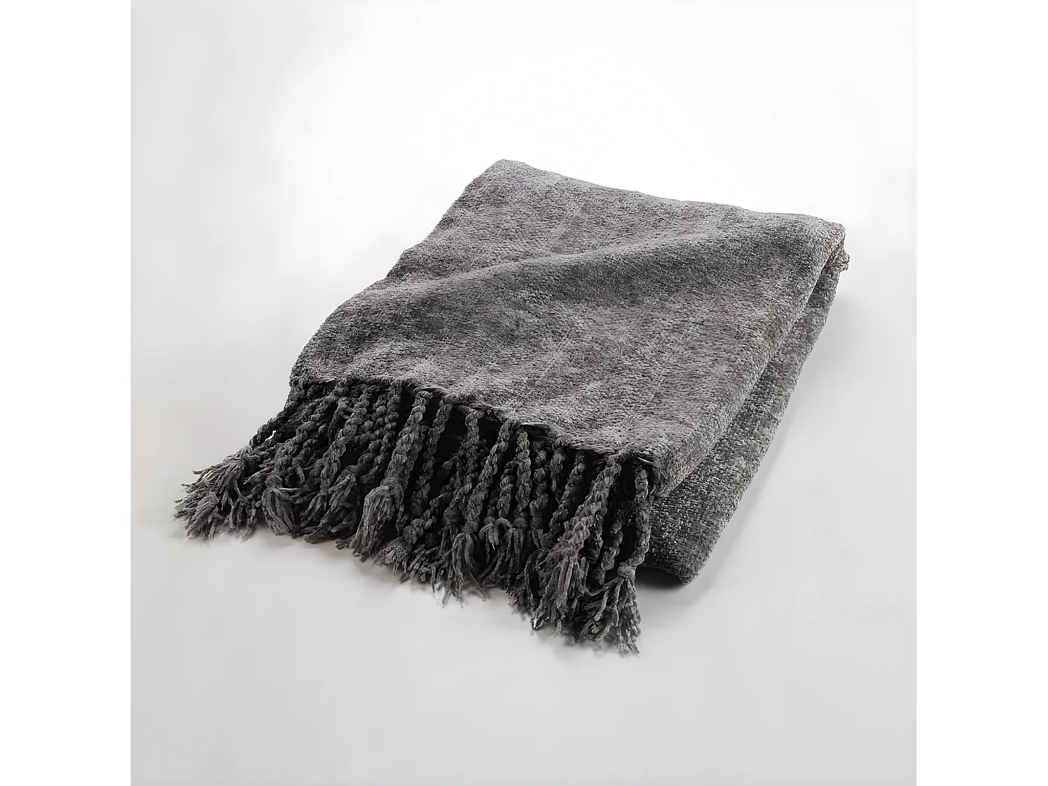 Plaid à Franges Uni "Mélissa" 125x150cm Taupe