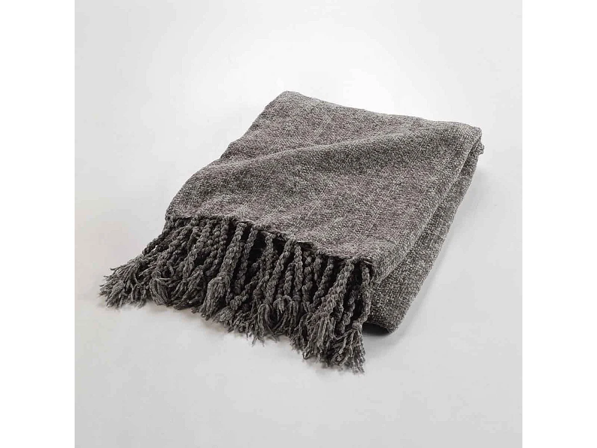 Plaid à Franges Uni "Mélissa" 125x150cm Taupe