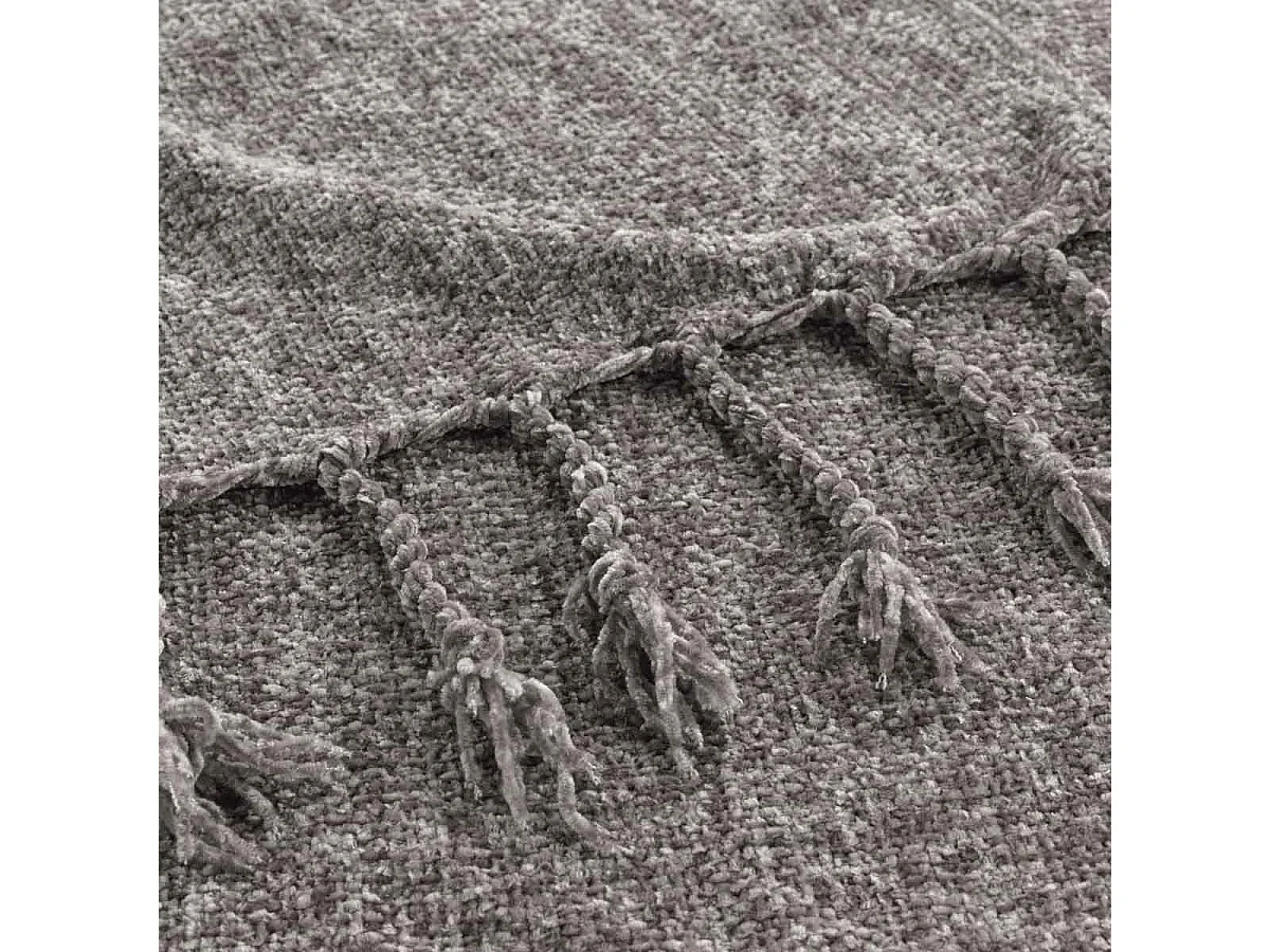 Plaid à Franges Uni "Mélissa" 125x150cm Taupe