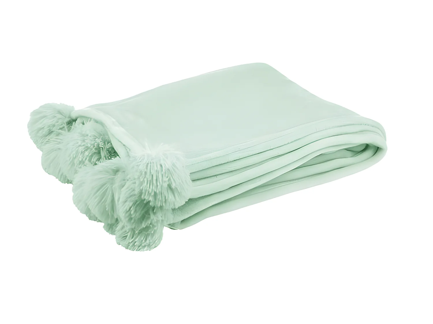 Plaid à Pompons "Blanket" 130x170cm Vert Clair