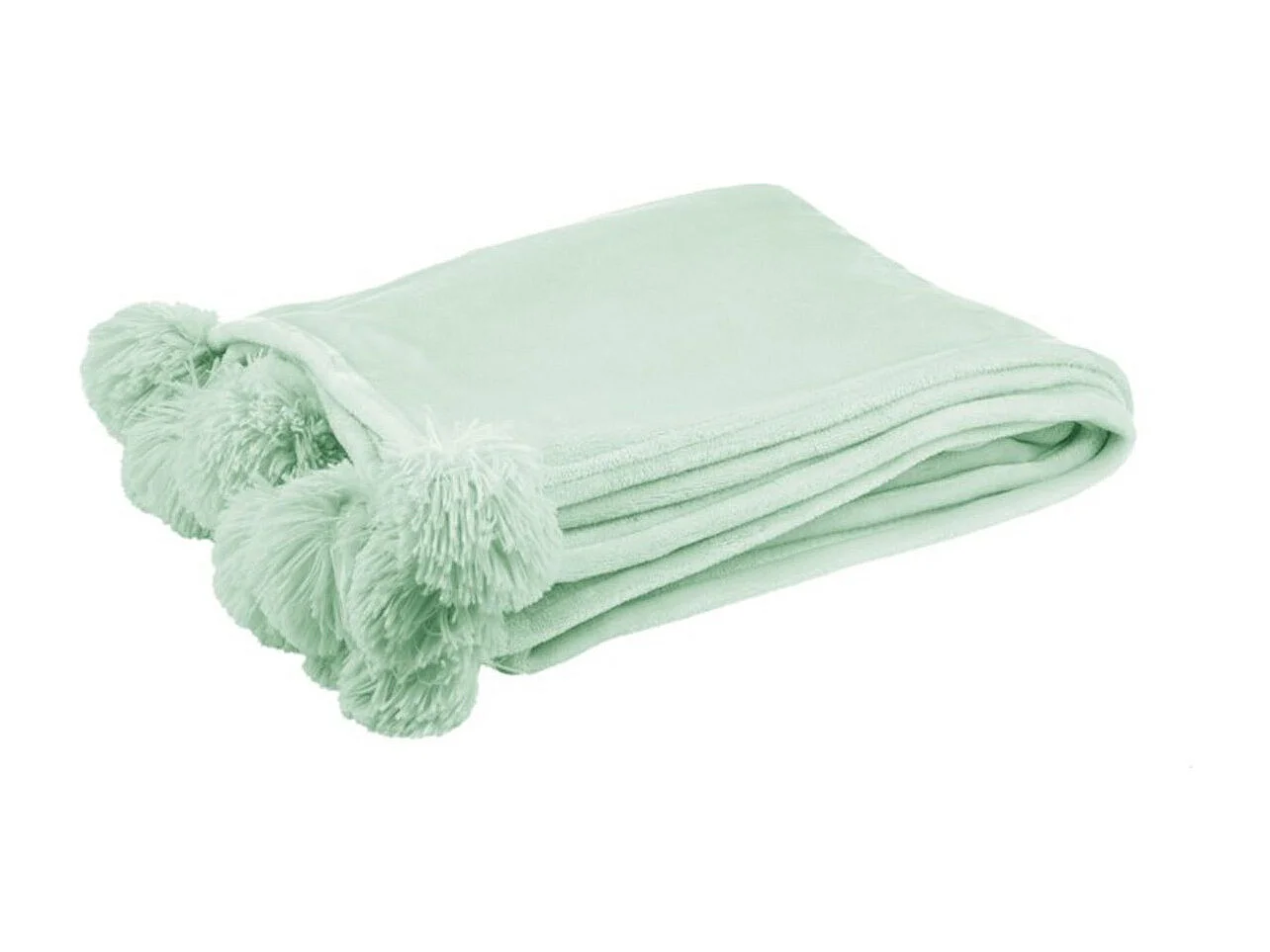 Plaid à Pompons "Blanket" 130x170cm Vert Clair
