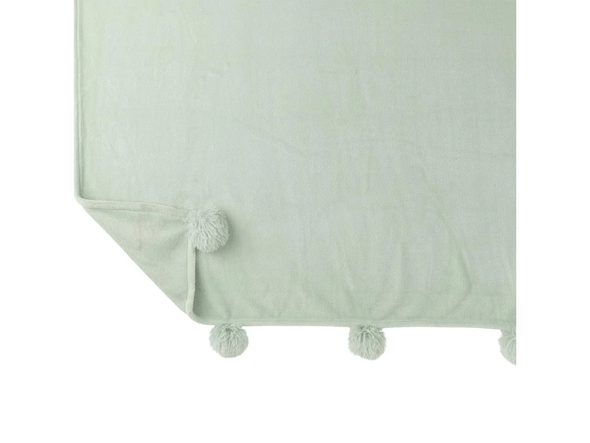Plaid à Pompons "Blanket" 130x170cm Vert Clair