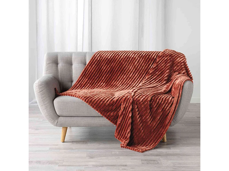 Plaid Flanelle Uni "Kalie" 180x220cm Rose