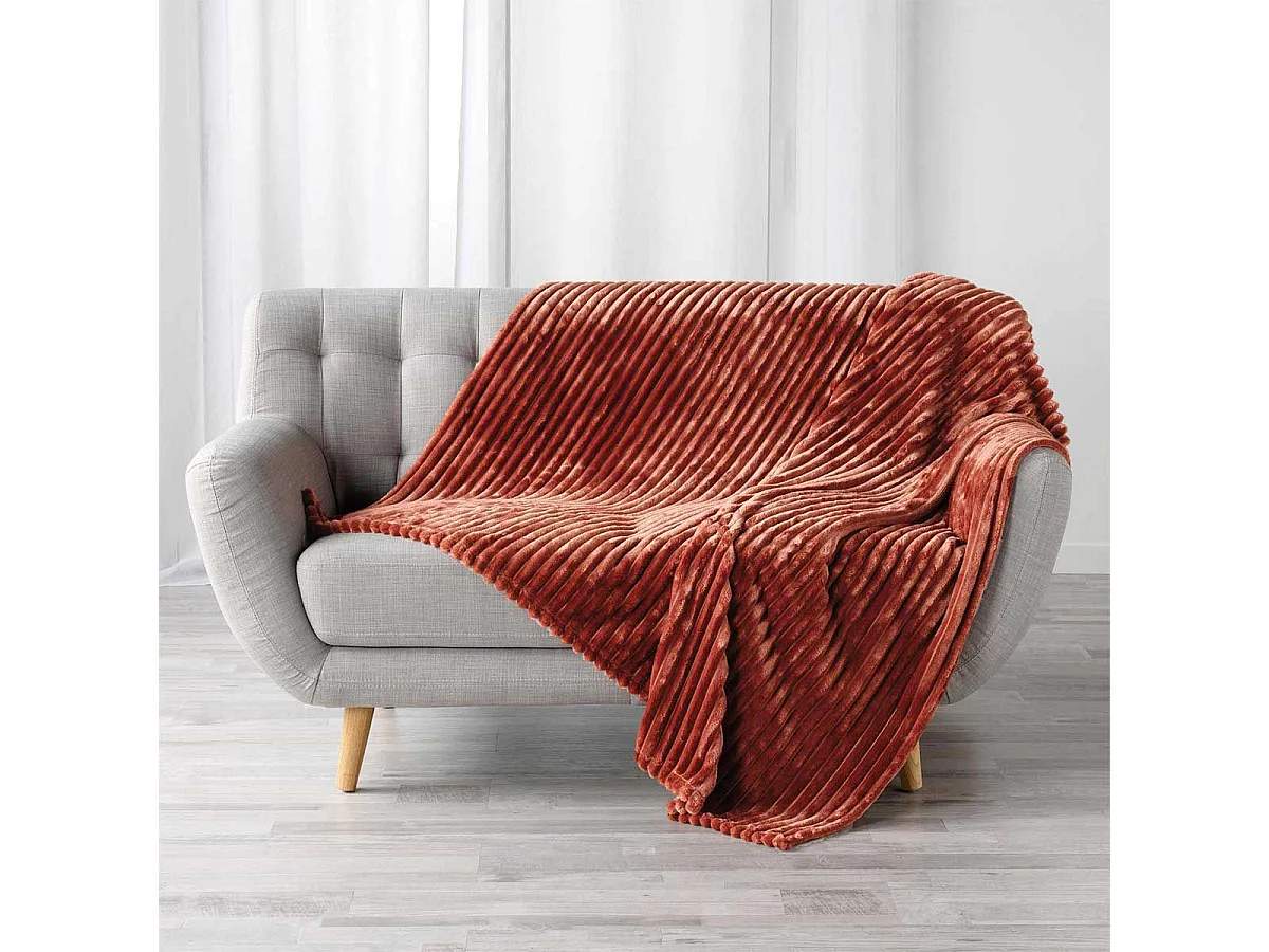 Plaid Flanelle Uni "Kalie" 180x220cm Rose