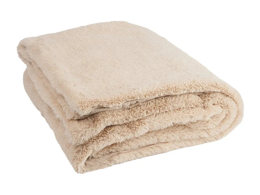 Plaid de tela beige de 180x130x3 cm