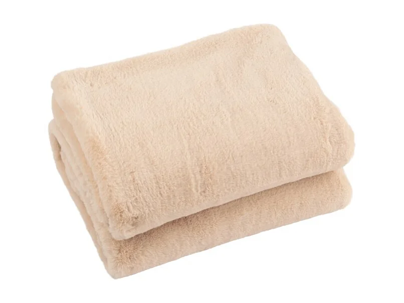 Plaid de tela beige de 180x130x3 cm