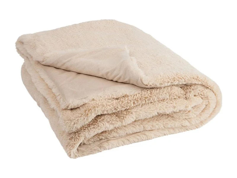 Plaid de tela beige de 180x130x3 cm