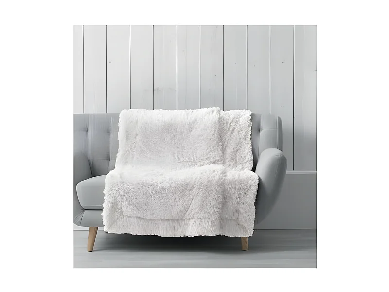 Plaid Imitation Fourrure Uni "Marilou" 125x150cm Naturel