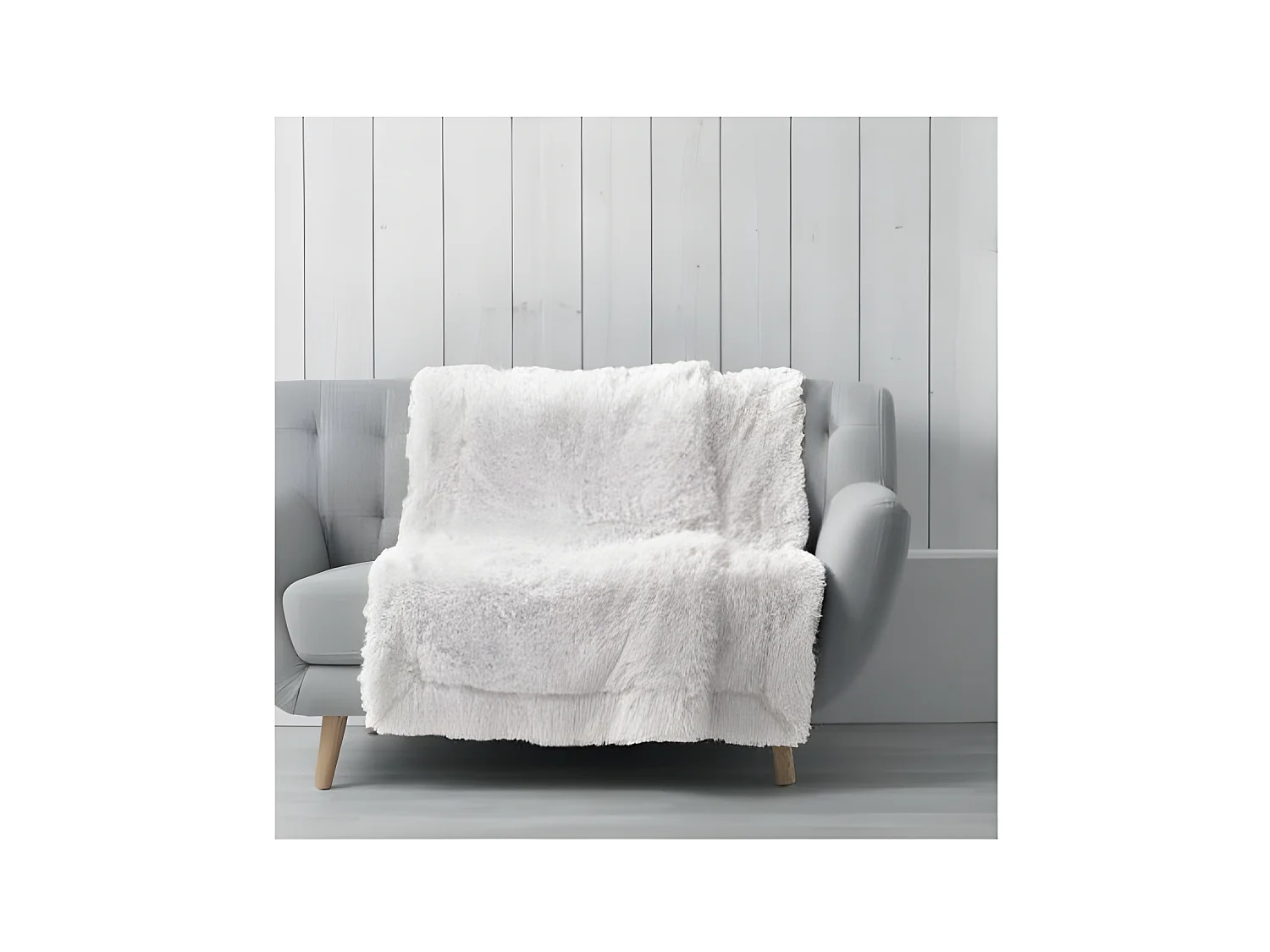 Plaid imitation fourrure - Marilou - 125 x 150 cm - Naturel