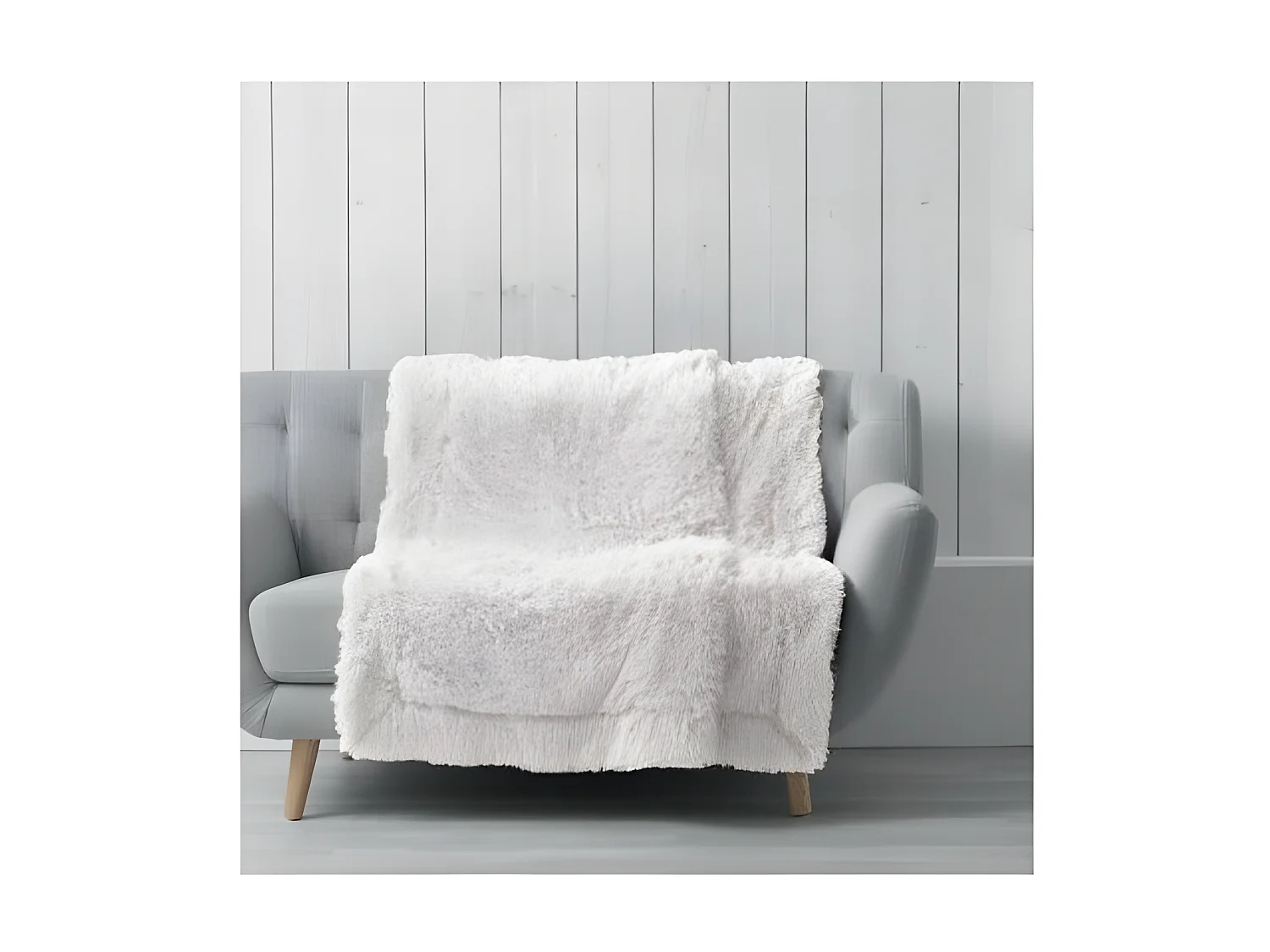 Plaid Imitation Fourrure Uni "Marilou" 125x150cm Naturel