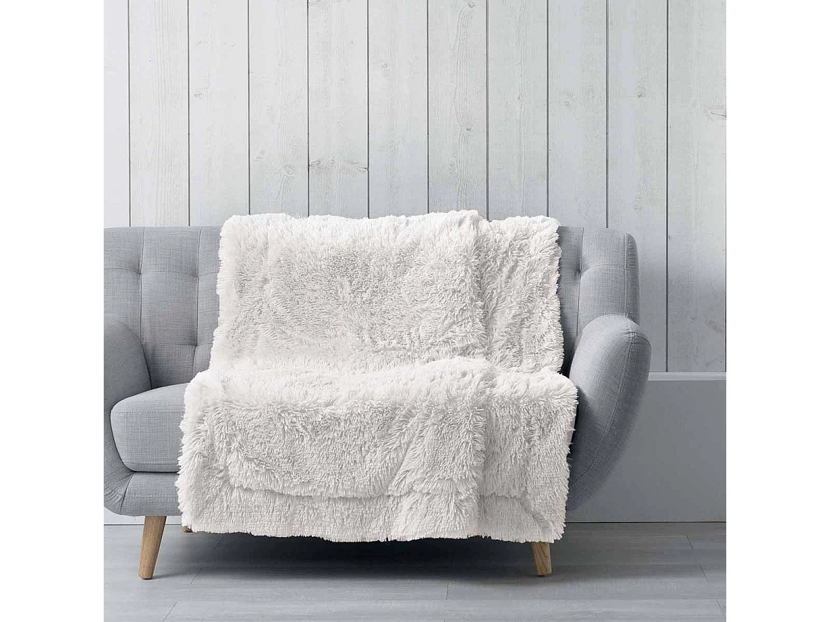 Plaid Imitation Fourrure Uni "Marilou" 125x150cm Naturel