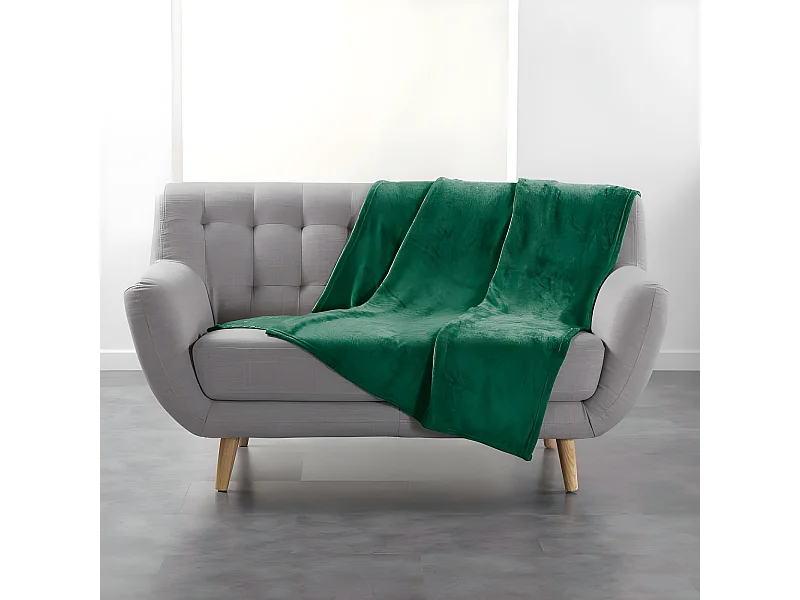 Plaid Uni en Flanelle "Flanou" 125x150cm Vert