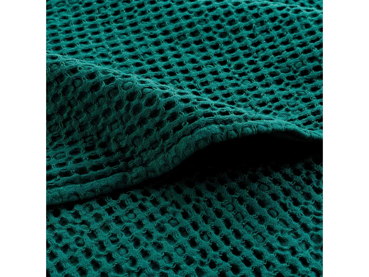 Plaid Nid d'Abeille Uni "Gaufrette" 125x150cm Pétrole