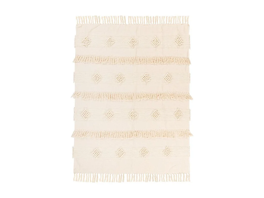 Plaid Tissé à la Main "Bohist" 130x170cm Naturel