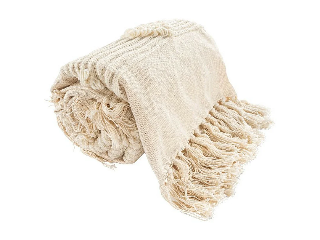 Plaid Tissé à la Main "Bohist" 130x170cm Naturel