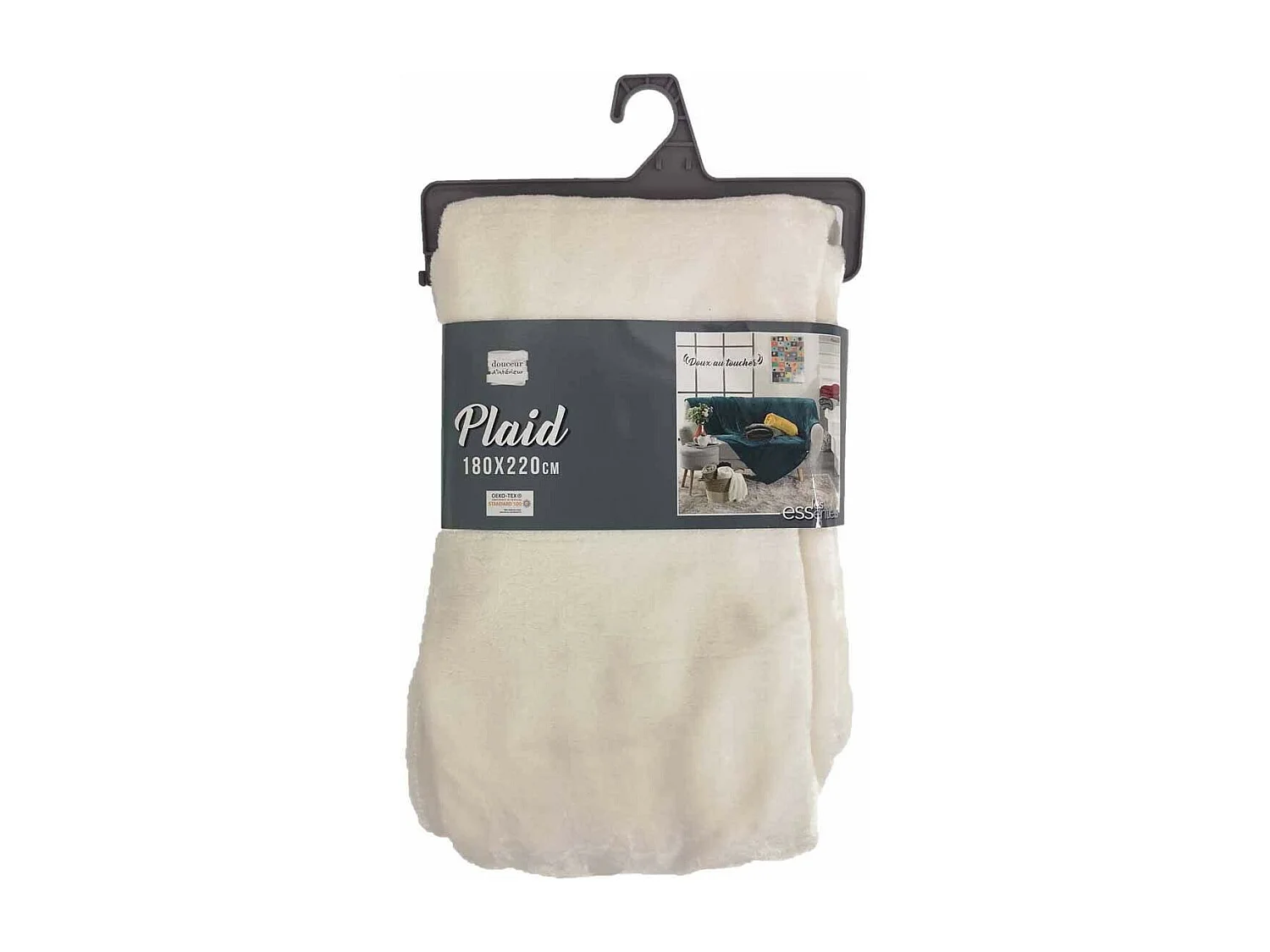 Plaid Uni en Flanelle "Flanou" 180x220cm Naturel