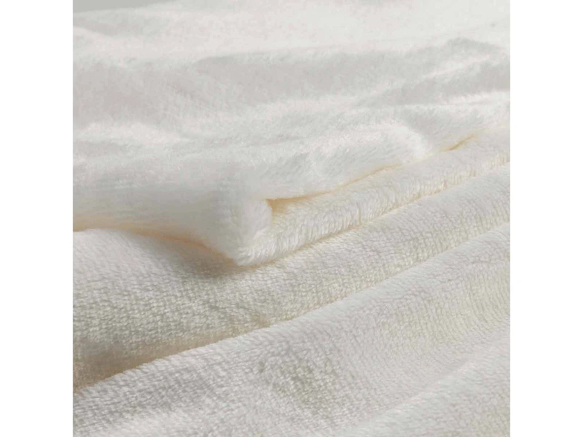 Plaid Uni en Flanelle "Flanou" 180x220cm Naturel