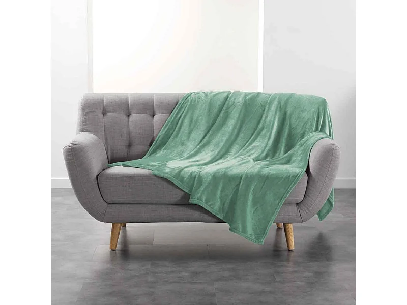 Plaid Uni en Flanelle "Flanou" 180x220cm Sauge