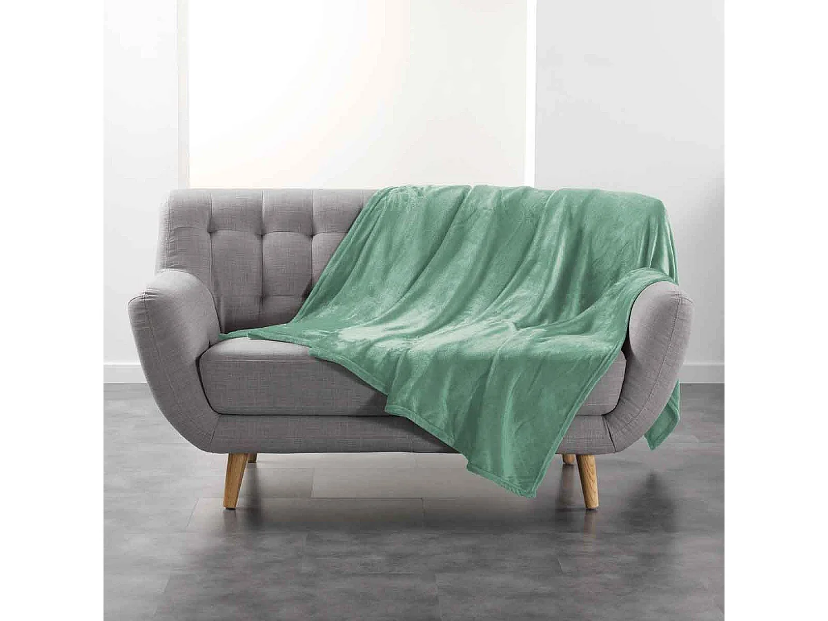 Plaid Uni en Flanelle "Flanou" 180x220cm Sauge