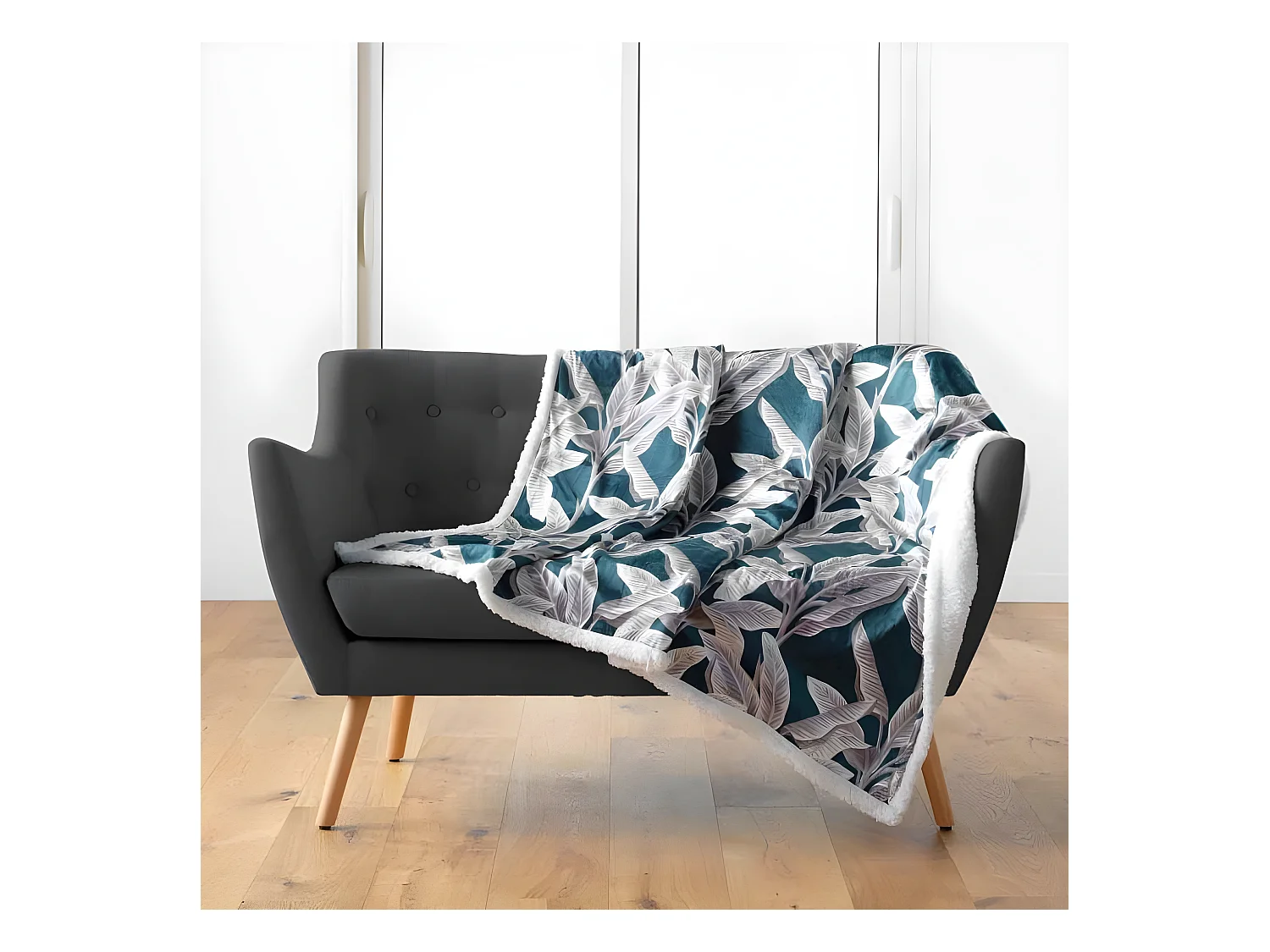 Plaid Velours Imprimé "Isibelle" 125x150cm Bleu