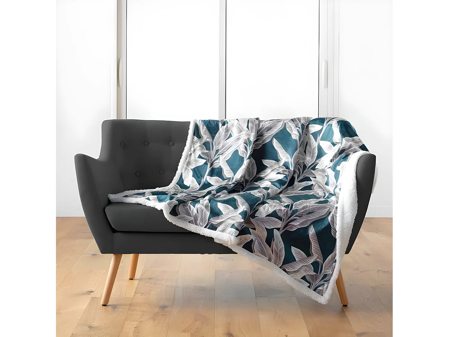 Plaid Velours Imprimé "Isibelle" 125x150cm Bleu