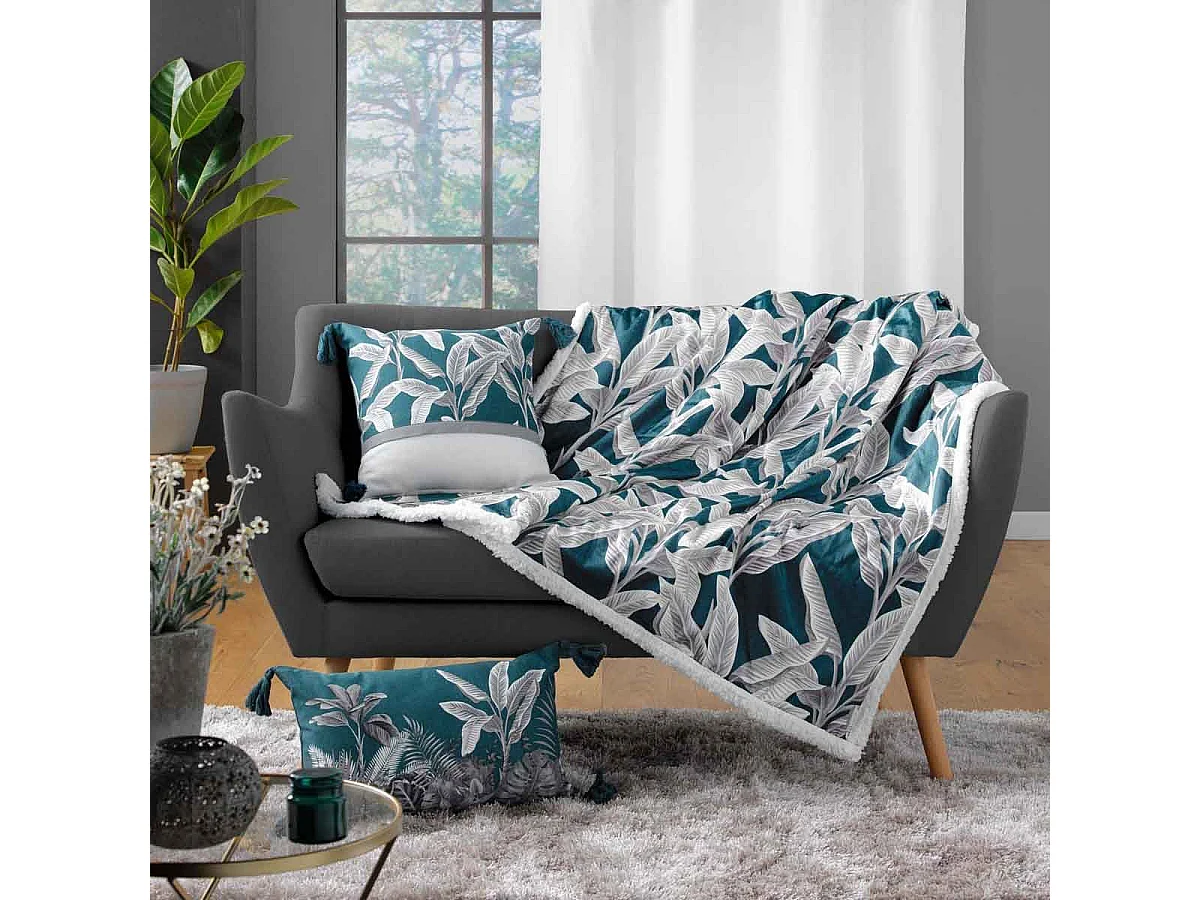 Plaid Velours Imprimé "Isibelle" 125x150cm Bleu