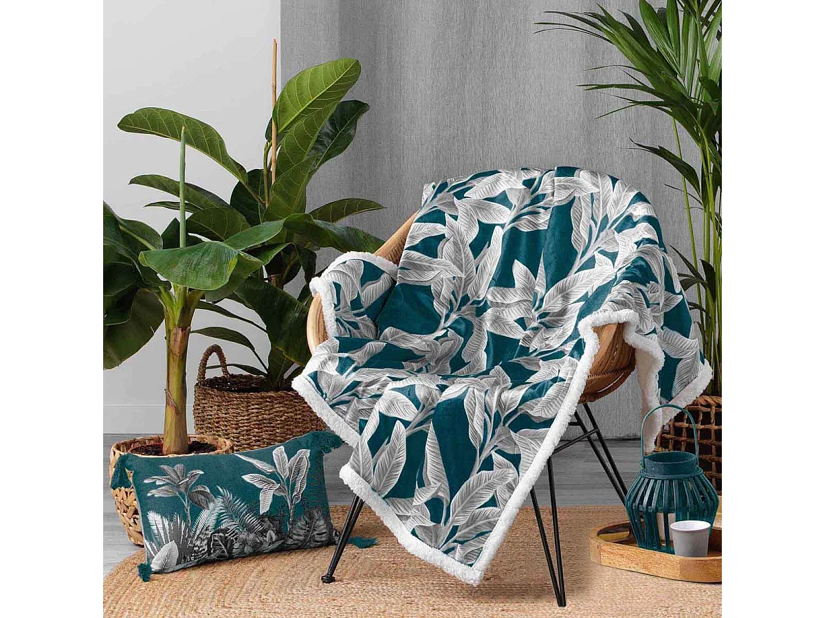 Plaid Velours Imprimé "Isibelle" 125x150cm Bleu