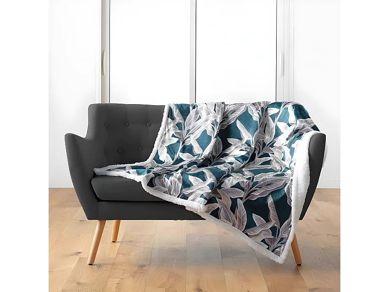 Plaid Velours Imprimé "Isibelle" 125x150cm Bleu