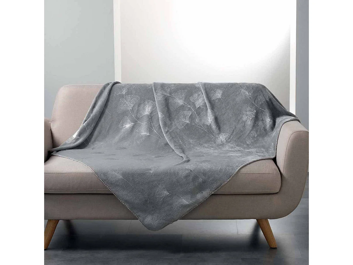 Plaid Imprimé "Bloomy" 125x150cm Gris