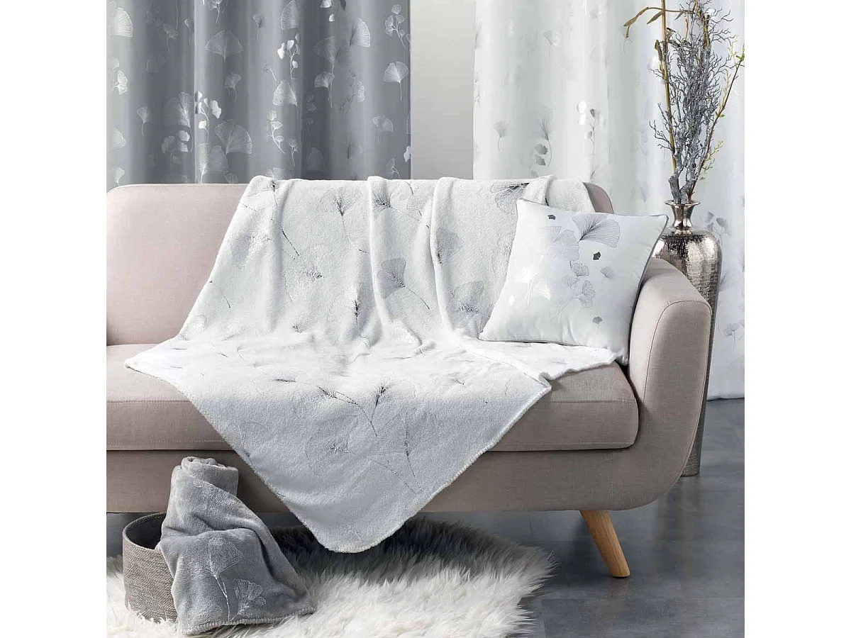 Plaid Imprimé "Bloomy" 125x150cm Gris