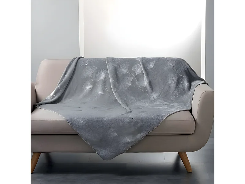 Plaid Imprimé "Bloomy" 125x150cm Gris