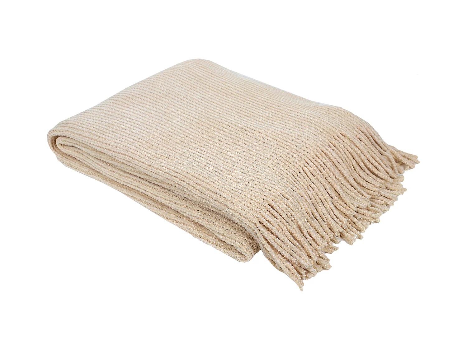 Plaid Chenille Frange Beige 120x150cm Beige