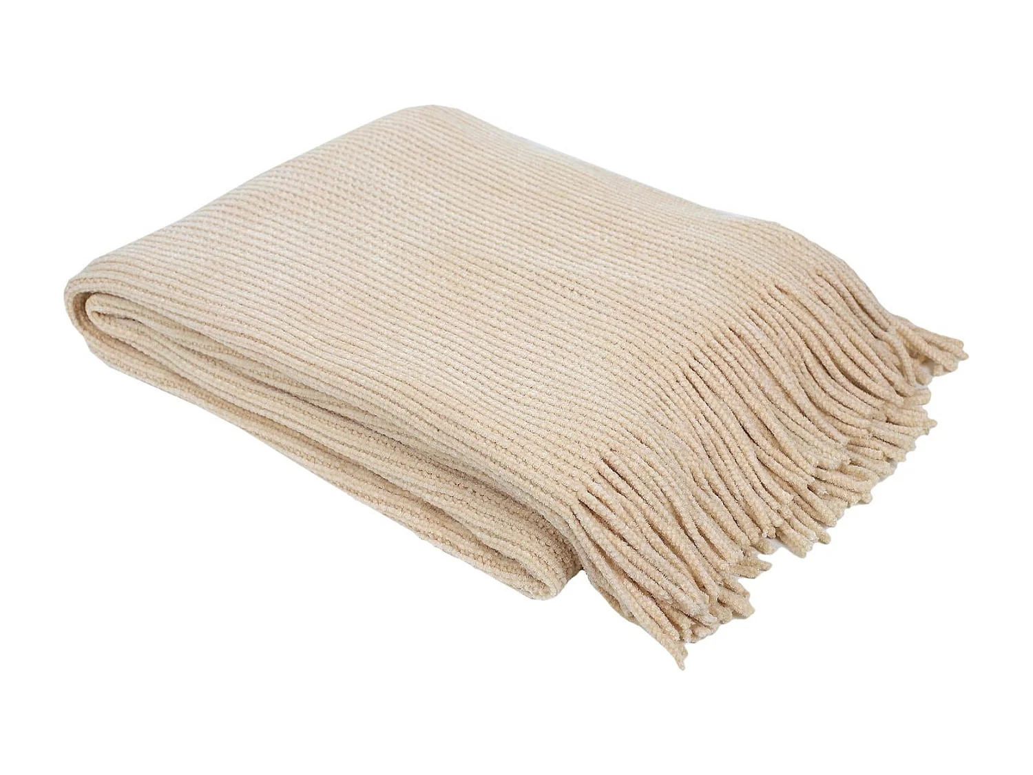 Plaid Chenille Frange Beige 120x150cm Beige