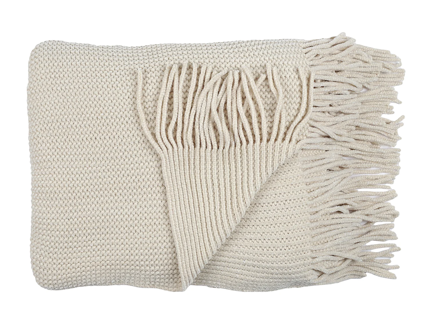 Plaid Chenille Frange Beige 120x150cm Beige