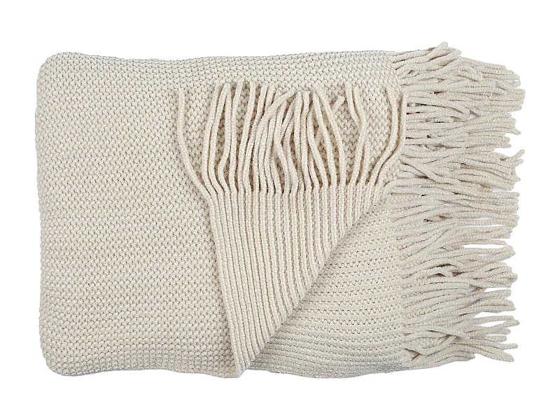 Plaid Chenille Frange Beige 120x150cm Beige