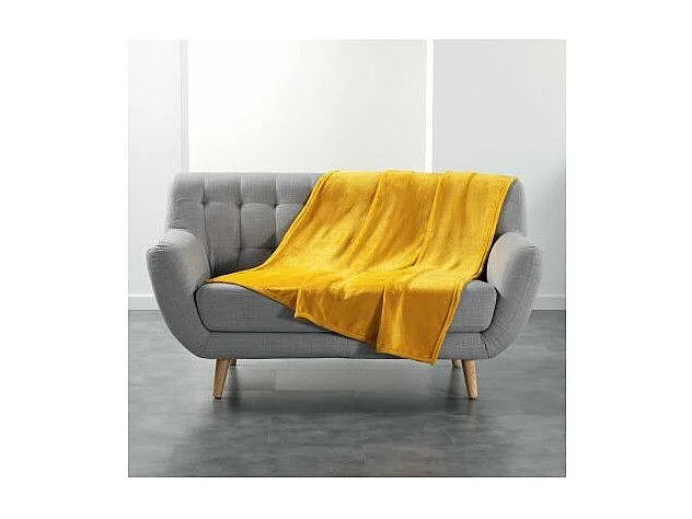 Plaid Uni en Flanelle "Flanou" 125x150cm Jaune