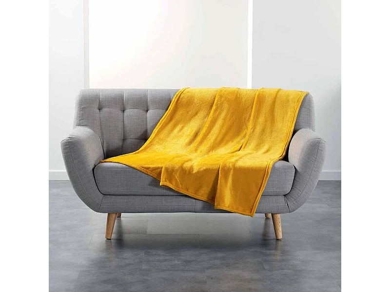 Plaid Uni en Flanelle "Flanou" 125x150cm Jaune