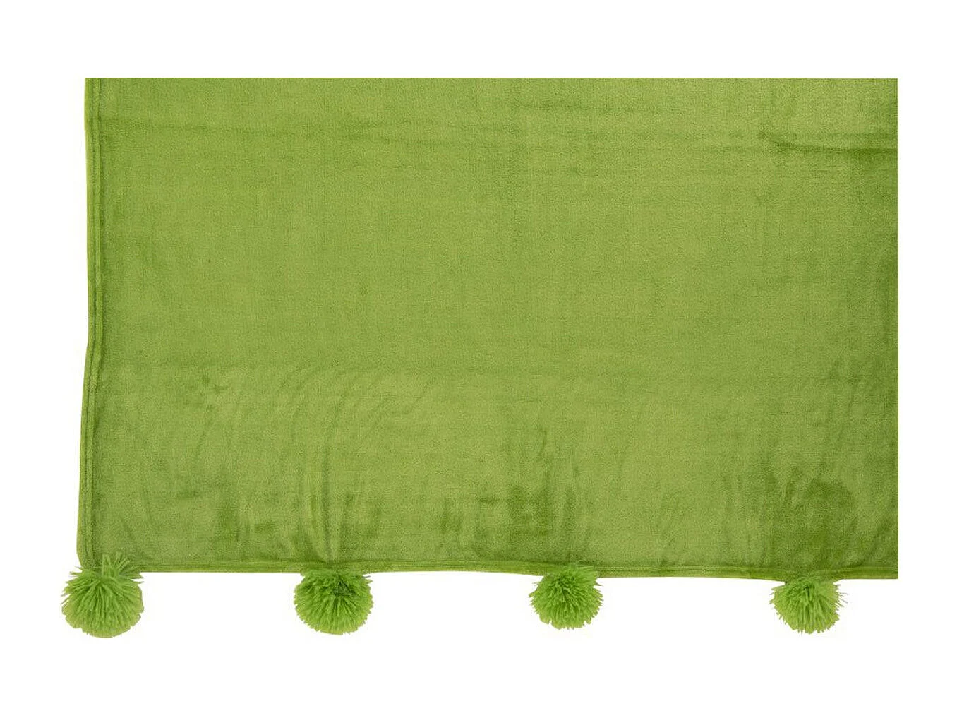 Plaid Déco à Pompons "Polyes" 130x170cm Vert Gazon