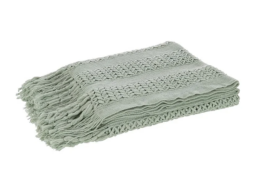 Plaid Déco Tricot "Abby" 143x195cm Vert Clair