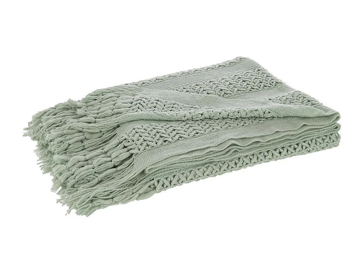 Plaid Déco Tricot "Abby" 143x195cm Vert Clair