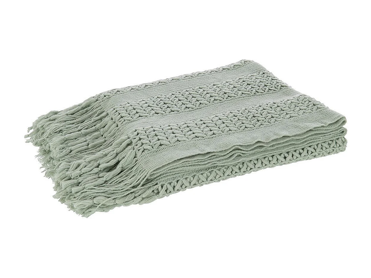 Plaid Déco Tricot "Abby" 143x195cm Vert Clair