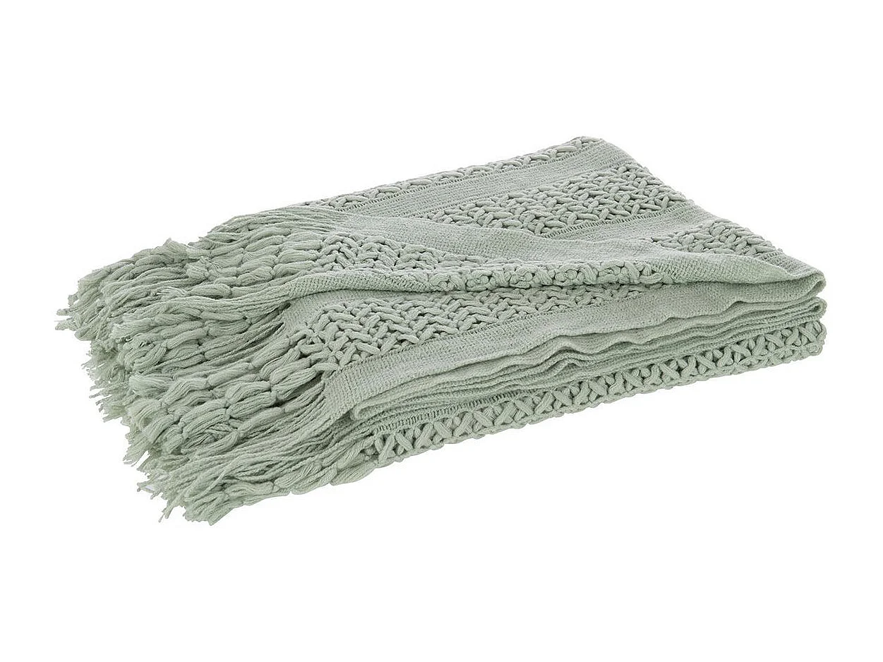 Plaid Déco Tricot "Abby" 143x195cm Vert Clair