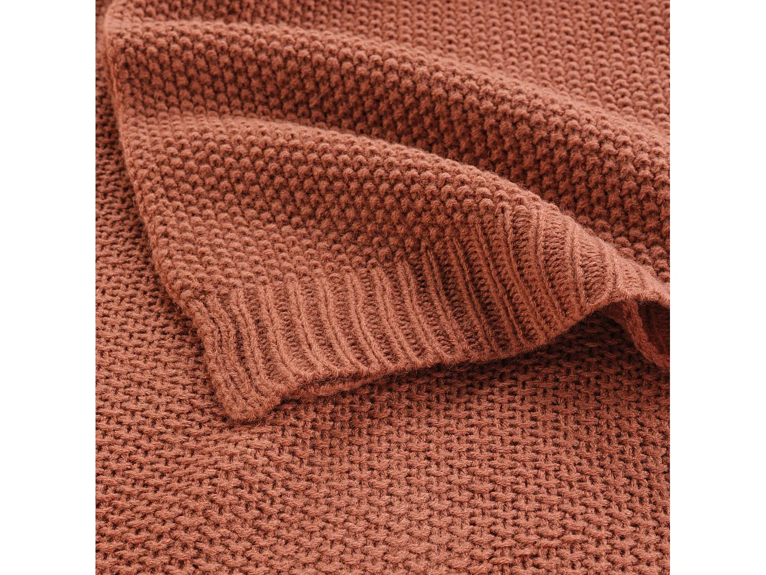 Plaid Déco Uni "Tricotine" 125x150cm Terracotta