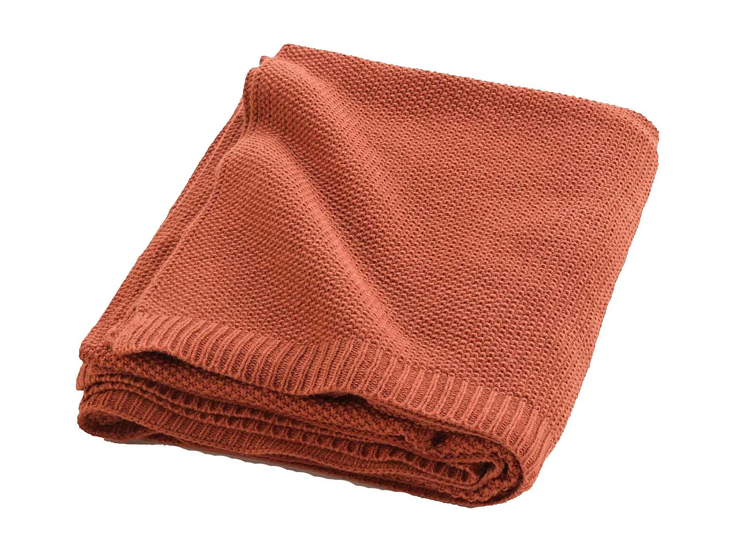 Plaid Déco Uni "Tricotine" 125x150cm Terracotta